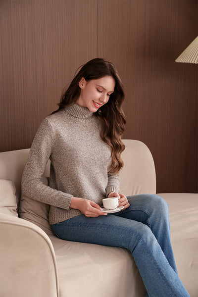 Inis Aran Twill Merino Turtle Neck Sweater#color_stone