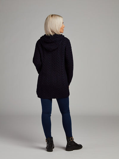 Aran Islander Hoodie Jacket#color_navy