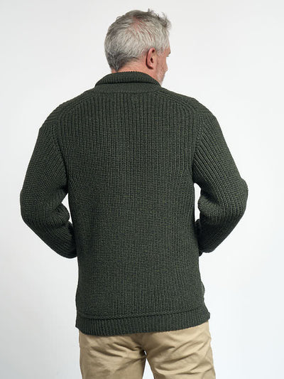 Fishermans Ribbed Wool Cardigan#color_army-green$men