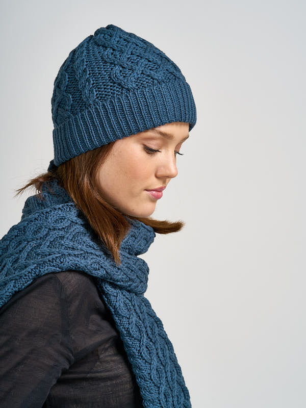 Aran Beanie Hat#color_mallard-blue$women