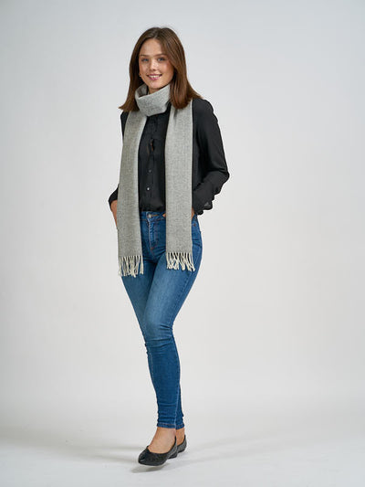 Long Lambswool Scarf made in Ireland#color_uniform-grey