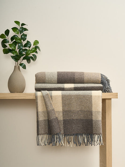 wool cashmere blanket throw#color_cream-charcoal