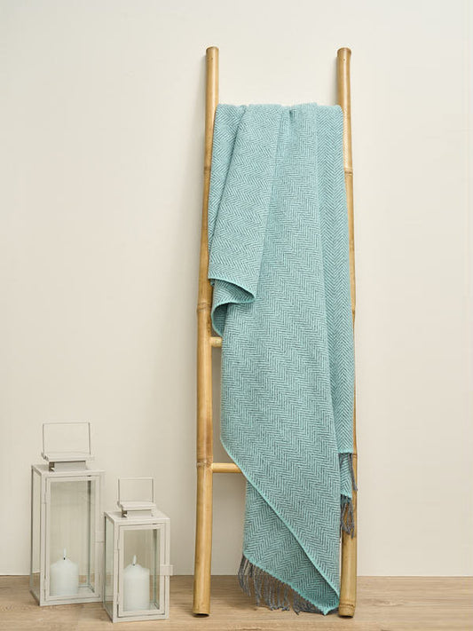 Wool Cashmere Blanket Throw#color_duck-egg