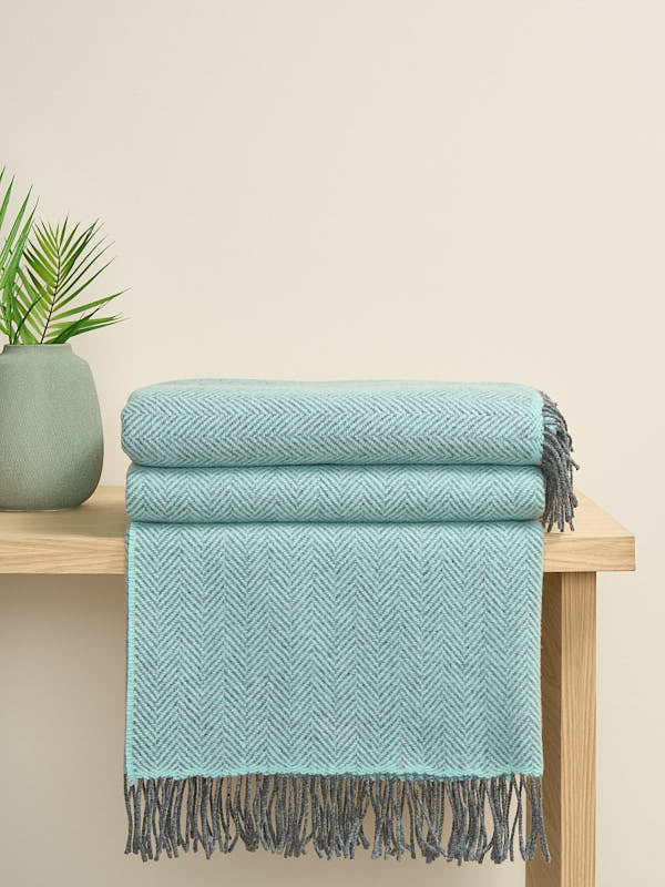 Wool Cashmere Blanket Throw#color_duck-egg