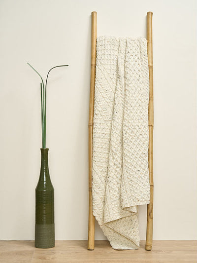 Aran Knit Blanket Throw#color_oatmeal