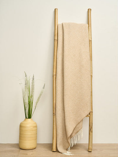 Soft Wool Cashmere Blanket in Beige