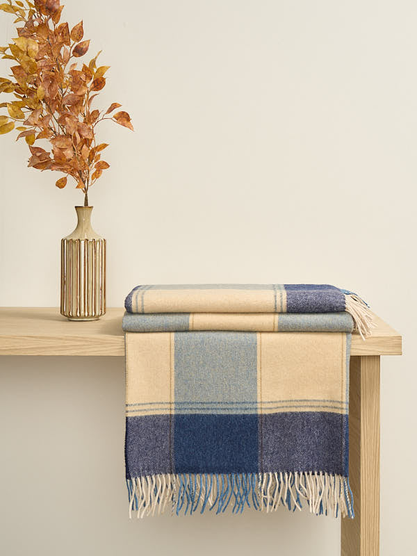 Lambswool Blanket Throw made in Ireland#color_blue