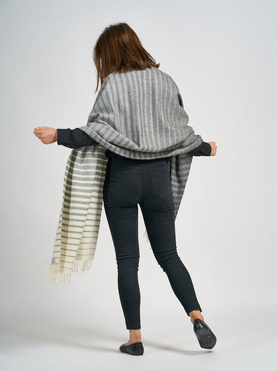 Lambswool Blanket Scarf in Grey Ombre