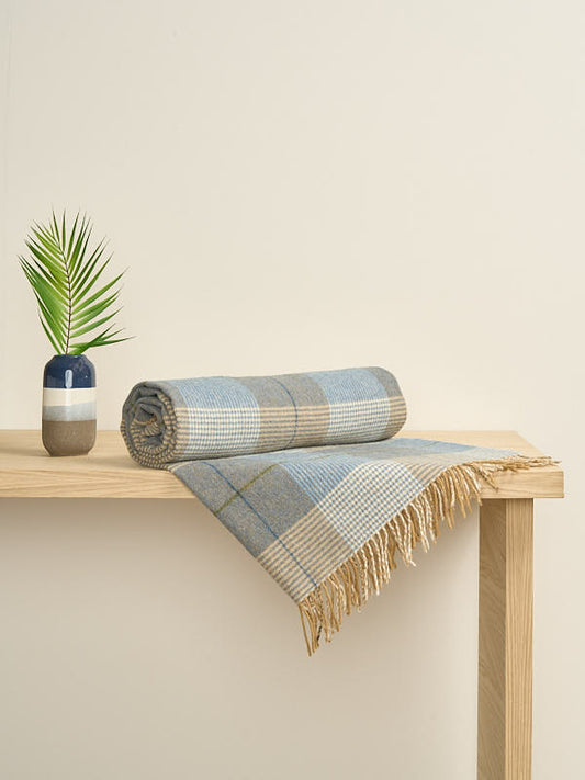 Lambswool Blanket Throw Made in Ireland#color_cream-denim