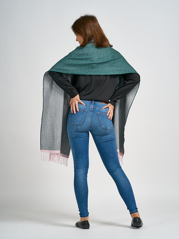 Wide Wool & Cashmere Scarf in Reversible Colours