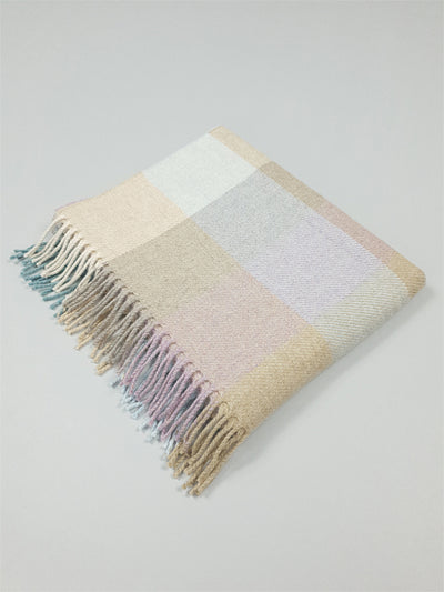 Lambswool Blanket Scarf in a Coastal Check