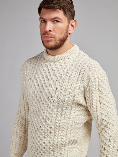 Mens Aran Knit Sweater#colour_natural$men