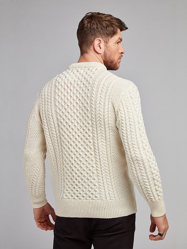 Mens Aran Knit Sweater#colour_natural