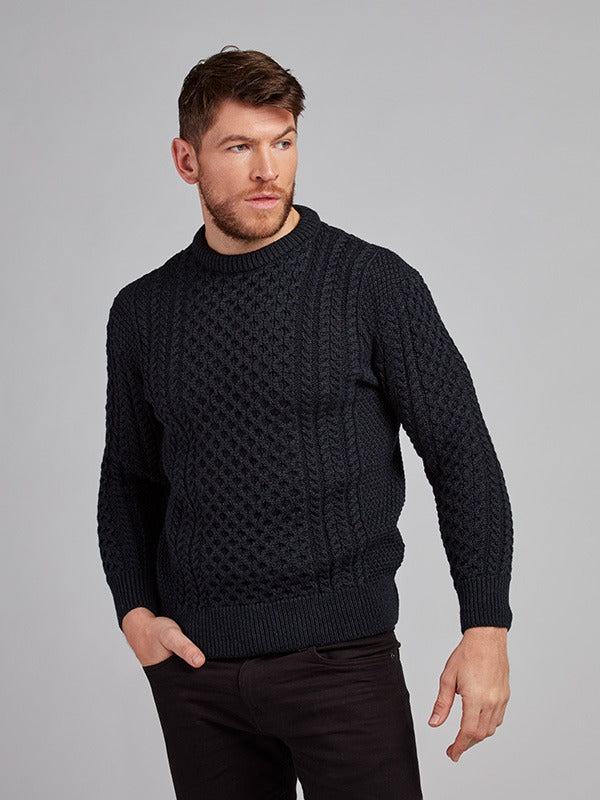 Mens Aran Knit Sweater#colour_blackwatch