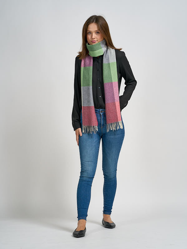 Long Lambswool Scarf#color_green-grey