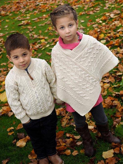 Childs Aran Poncho#color_natural