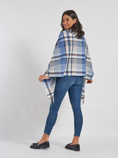 Fine Merino wool Blanket Scarf#color_blue