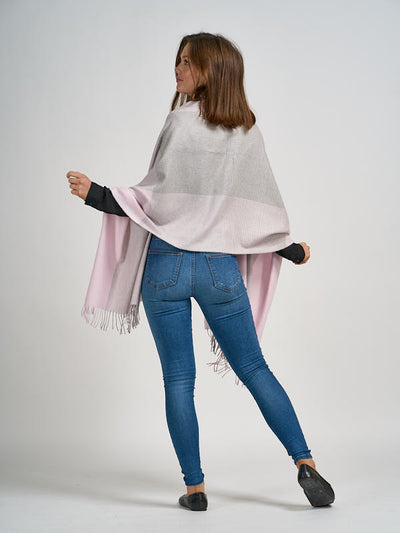 Soft Merino Wool WrapFine Wool Blanket Scarf in Soft Pink#color_pink