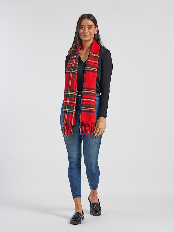 Wool Blanket Scarf in Stewart Tartan #color_royal-stewart