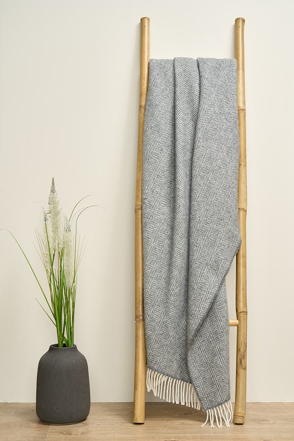 Wool Cashmere Blanket Throw#color_grey