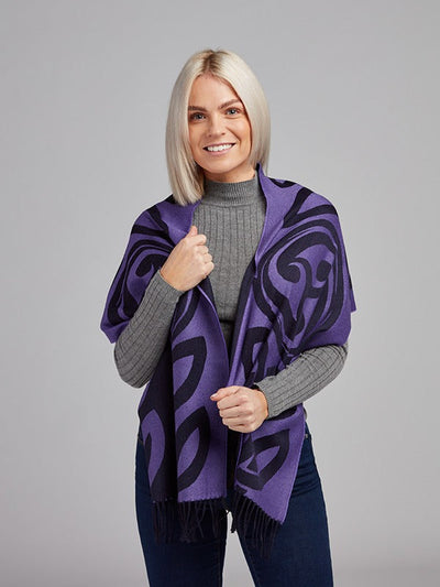 Celtic Wide Wool Scarf#color_lilac-navy
