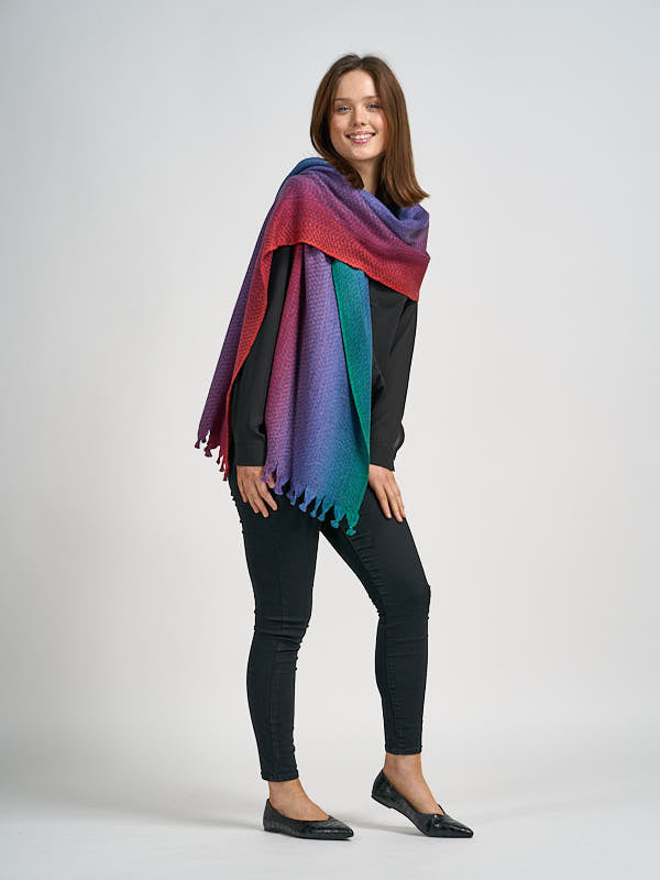 Wide Wool Scarf Made in Ireland#color_rainbow$women