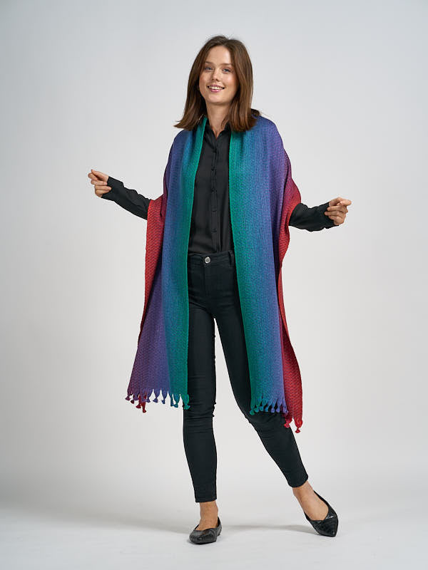 Wide Wool Scarf Made in Ireland#color_rainbow$women