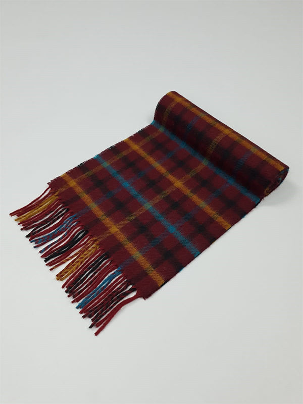 Lambswool Scarf in a Wine Multi Check Design