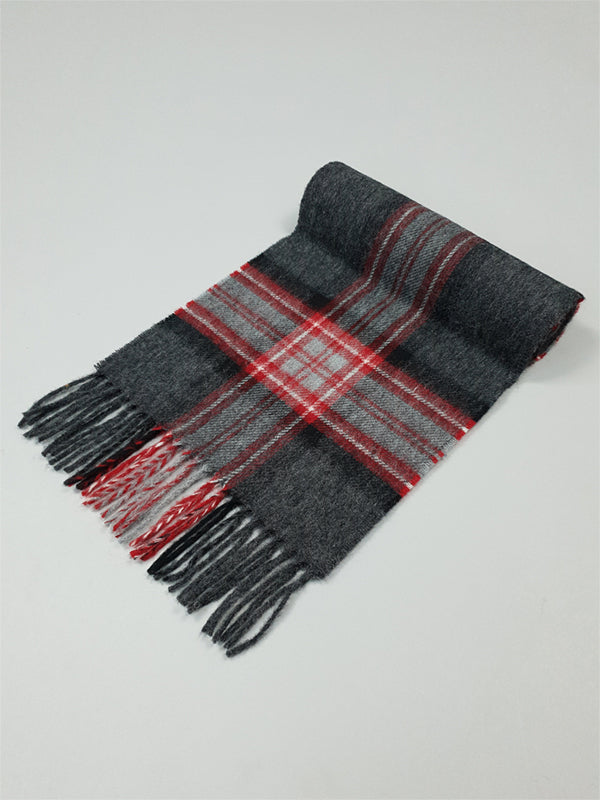 Lambswool Scarf with Red Stripe