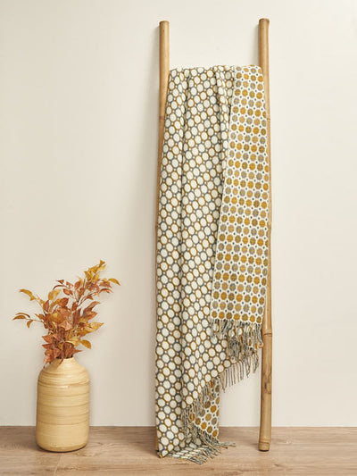 Double Sided Lambswool Blanket With Gold Dots