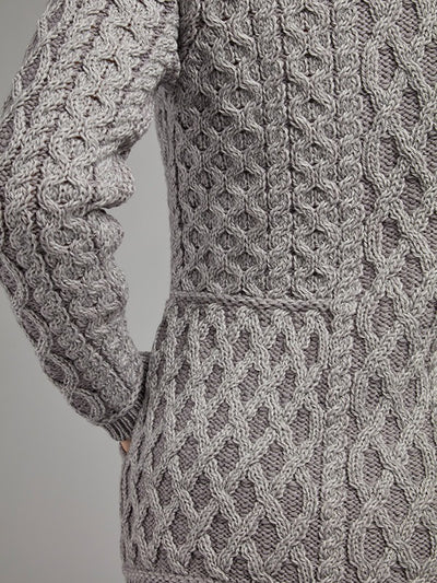 Ladies Aran Cable Knit Jacket#colour_grey$women