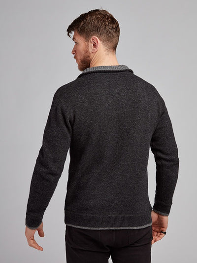 Mens Half Zip Wool Sweater#colour_charcoal&men