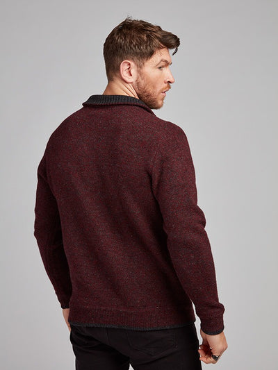 Mens Half Zip Wool Sweater#colour_claret-marl
