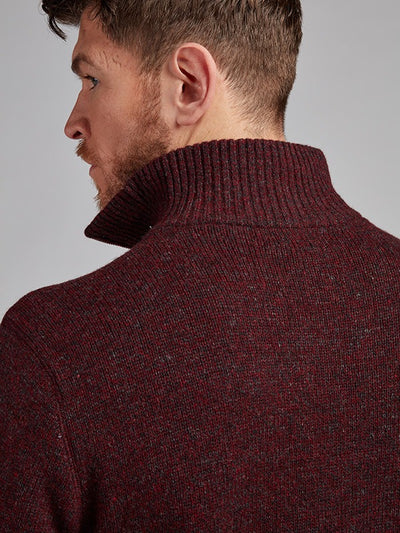 Mens Half Zip Wool Sweater#colour_claret-marl