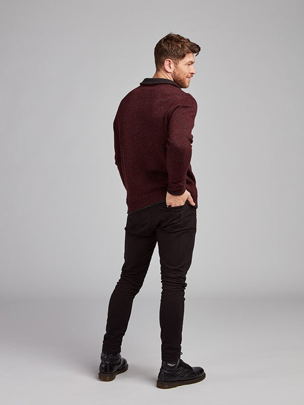 Mens Half Zip Wool Sweater#colour_claret-marl$men