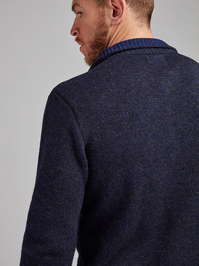 Mens Half Zip Wool Sweater#colour_navy-marl$men